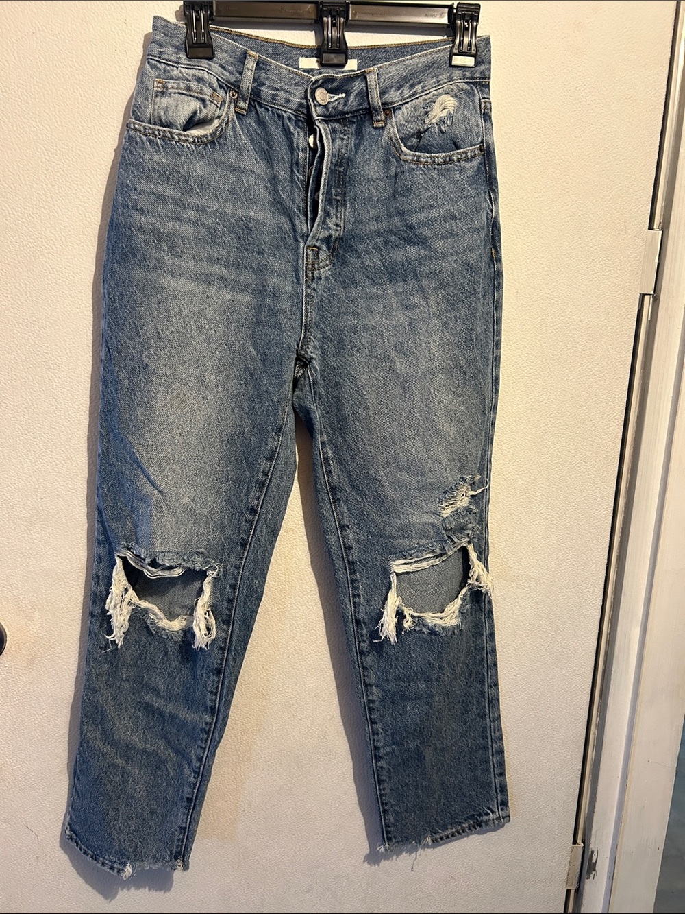 Pacific Sunwear Distressed Medium Blue Boyfriend Jeans
